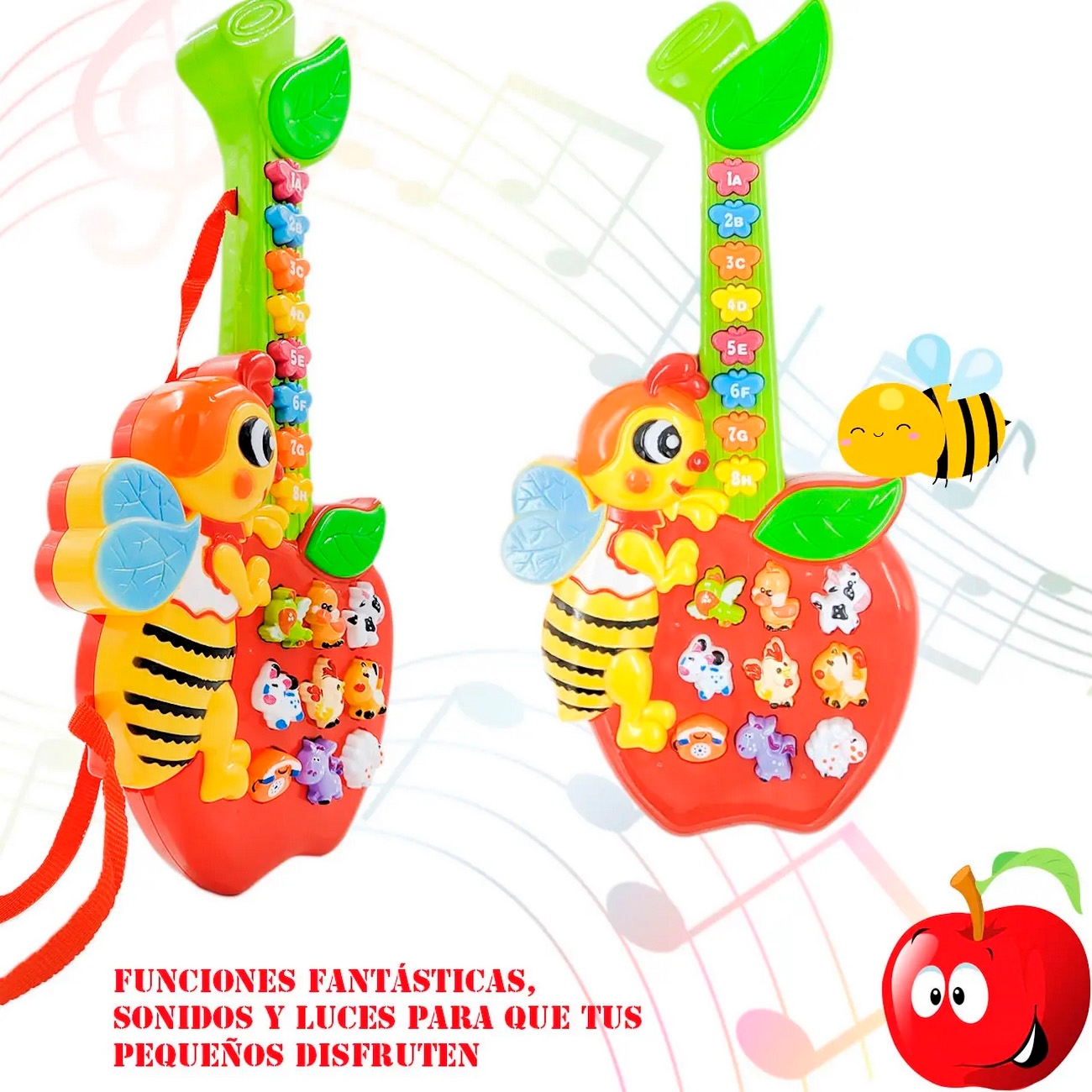 Piano Guitarra Abeja Animales Musica Bebes Niño + Baterias